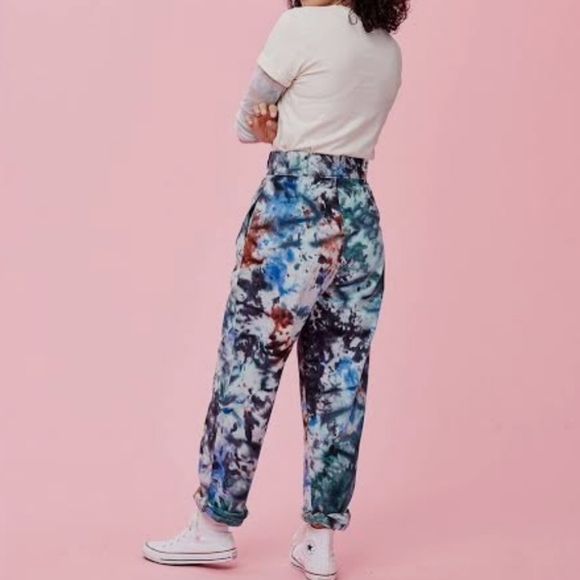Lucy & Yak The Classic Addison Tie Dye Organic Cotton Twill Tapered Leg W28 L30 - Picture 2 of 10